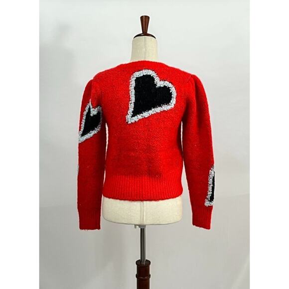 HUNTER BELL Sz XS Esme Sweater Red Scarlet Heart Pullover - Picture 5 of 12